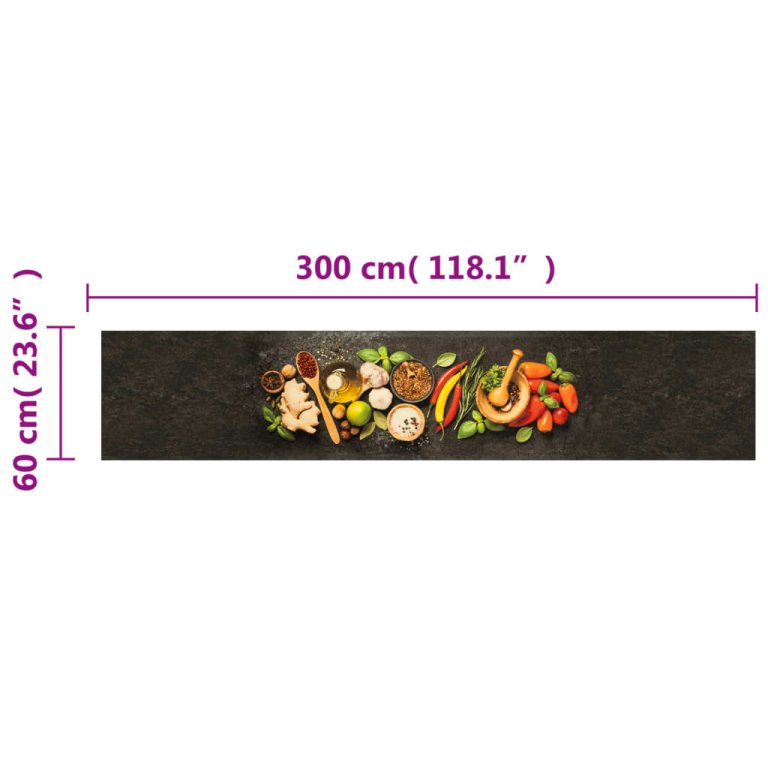 Covor de bucătărie lavabil Spices, 60x300 cm, catifea