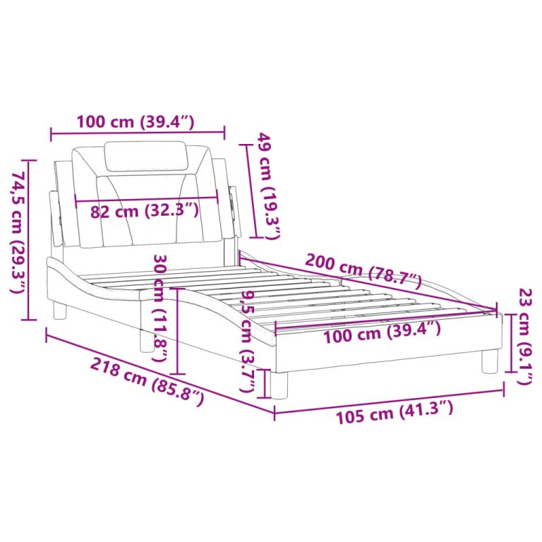 Cadru de pat cu tăblie, alb, 100x200 cm, piele ecologică