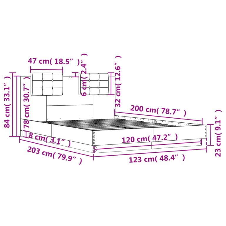 Cadru de pat cu tăblie stejar sonoma 120x200 cm lemn prelucrat