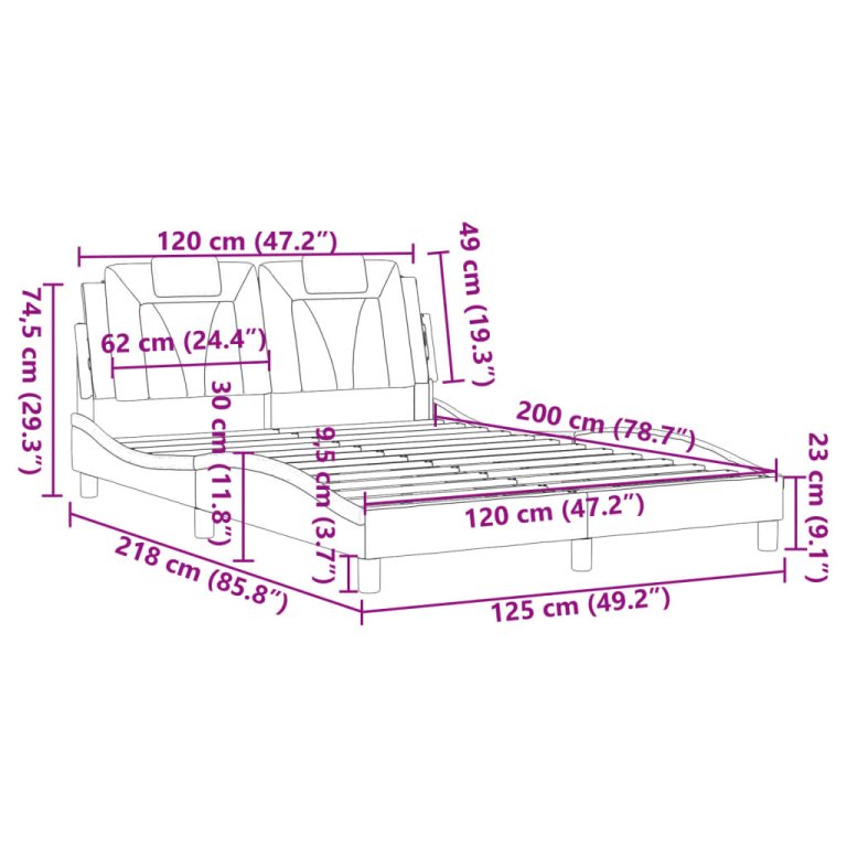 Cadru de pat cu tăblie, alb, 120x200 cm, piele ecologică