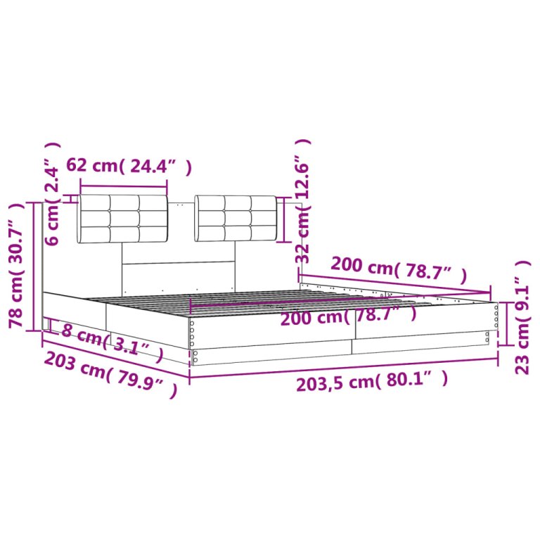 Cadru de pat cu tăblie 200x200 cm, alb, lemn prelucrat