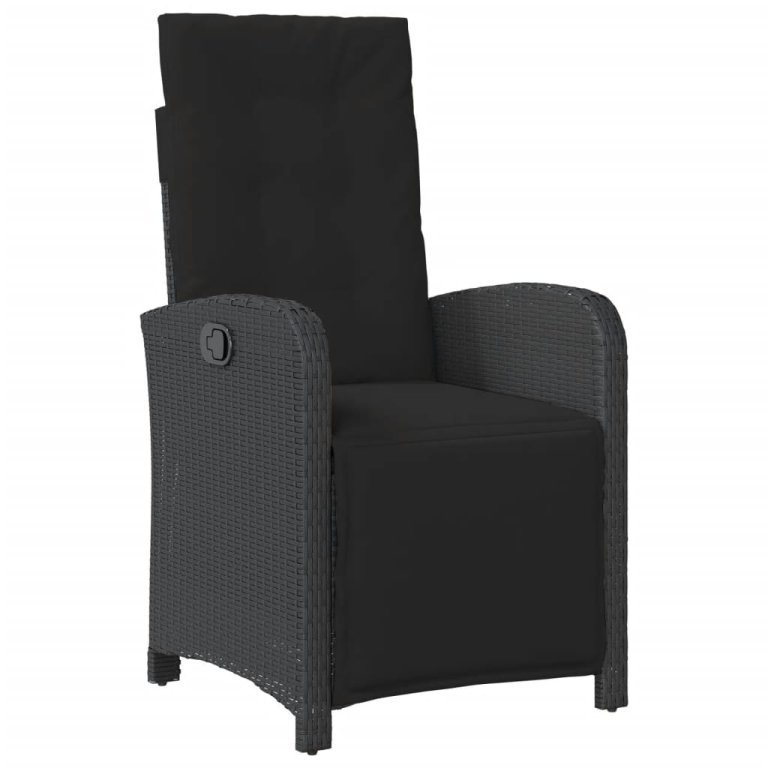 Set mobilier de grădină cu perne, 7 piese, negru, poliratan