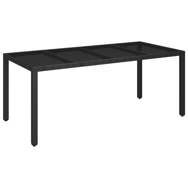 Set mobilier de grădină cu perne, 7 piese, negru, poliratan