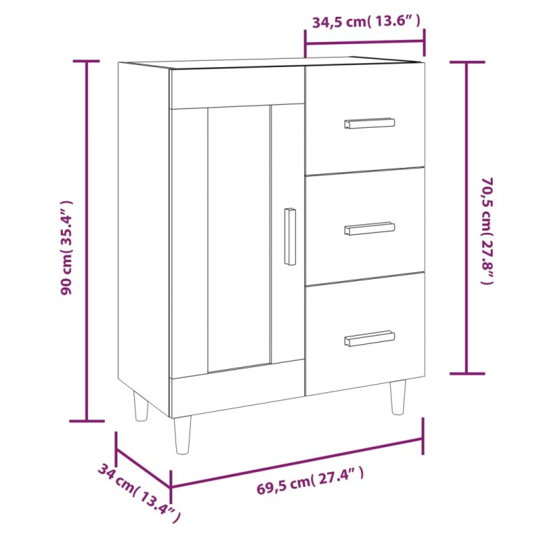 Dulap, alb extralucios, 69,5x34x90 cm, lemn compozit