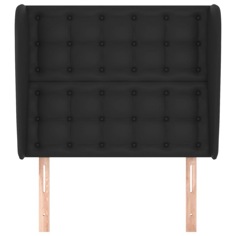 Tăblie de pat cu aripioare, negru, 83x23x118/128 cm, piele eco