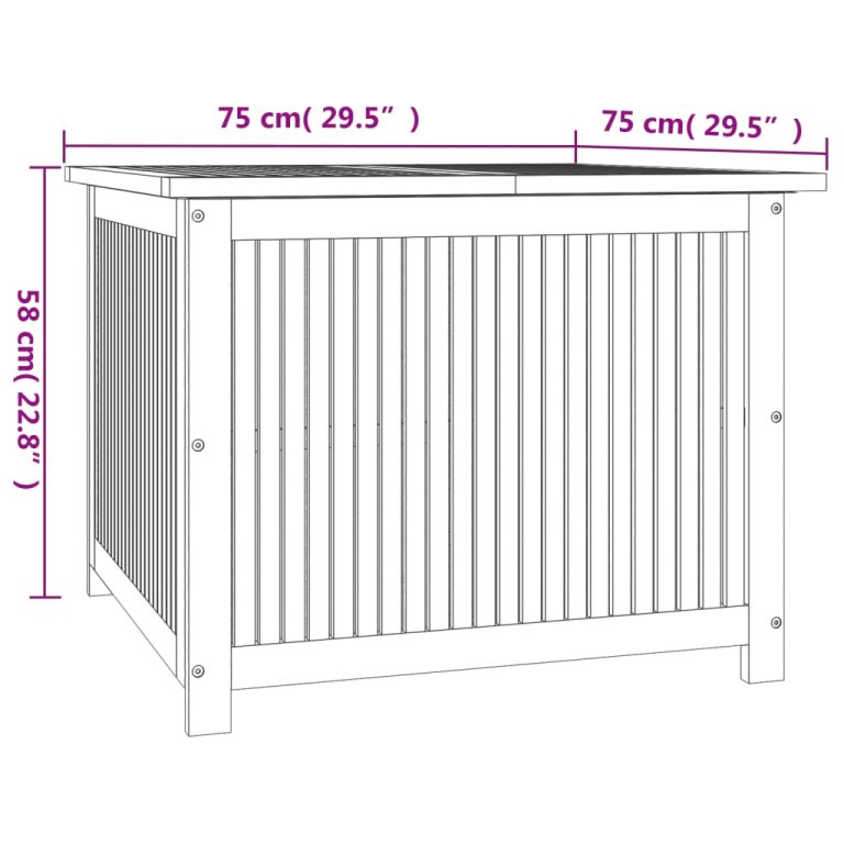 Ladă depozitare pentru grădină 75x75x58 cm lemn masiv acacia