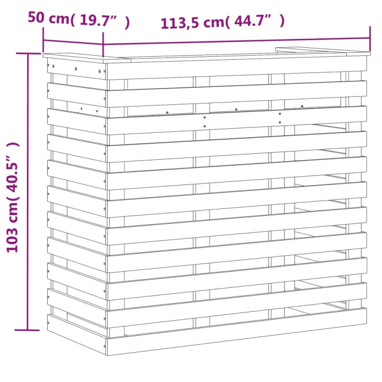 Masă de bar pentru exterior, 113,5x50x103 cm, lemn masiv de pin