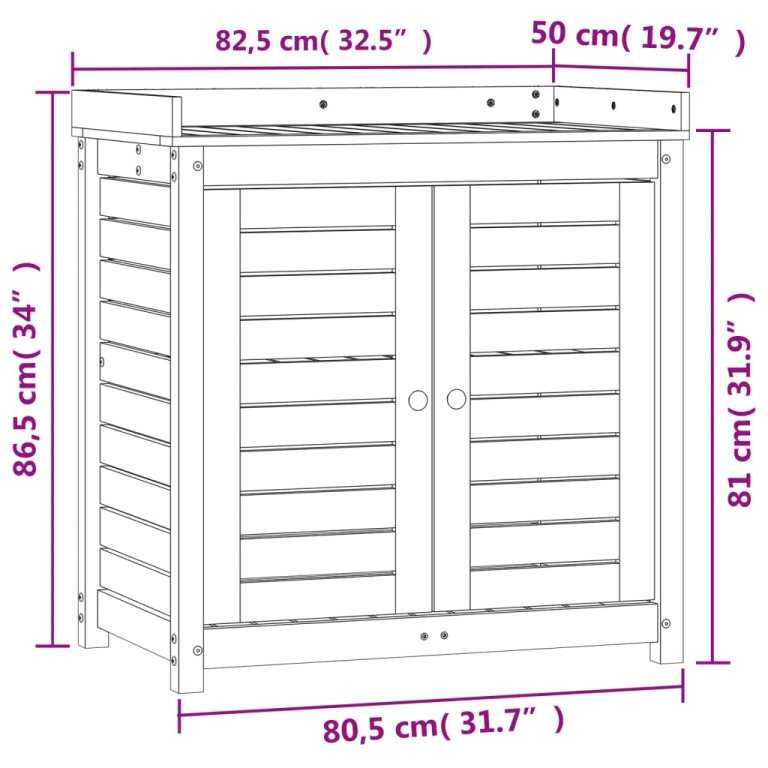 Masă de plantare cu rafturi, 82,5x50x86,5 cm, lemn masiv pin