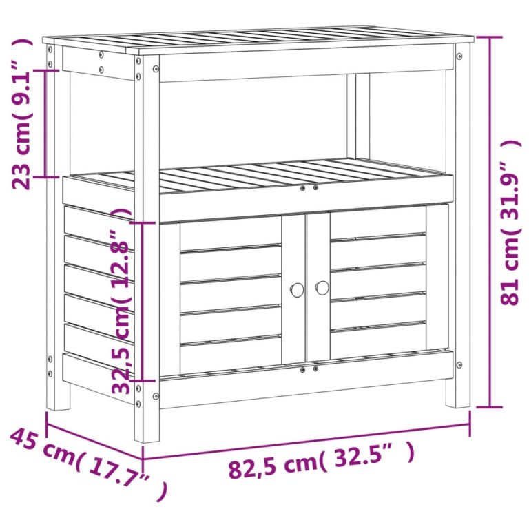 Masă de plantare cu rafturi maro 82,5x45x81 cm lemn masiv pin