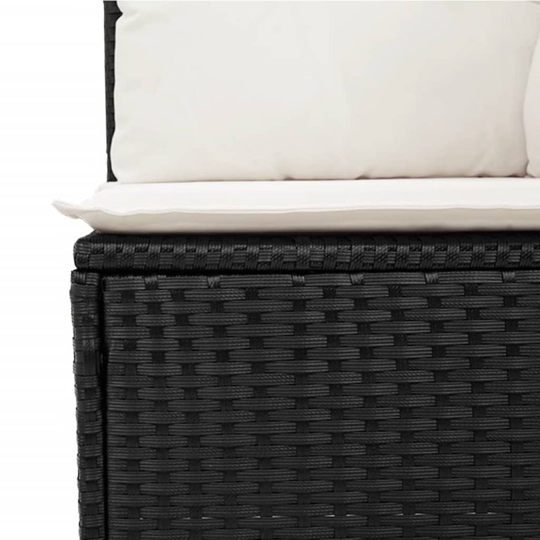 Set mobilier de grădină cu perne, 13 piese, negru, poliratan