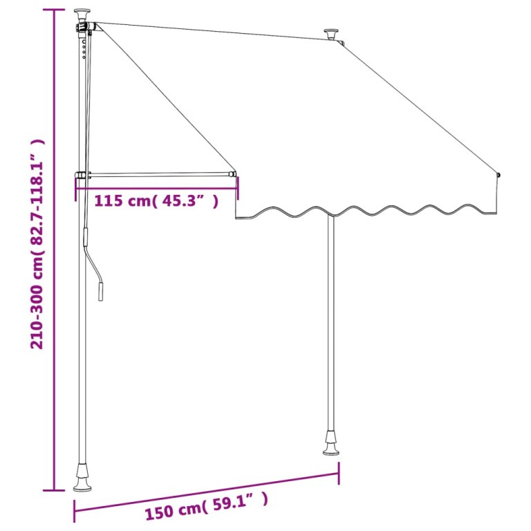 Copertină retractabilă, antracit, 150x150 cm, țesătură și oțel