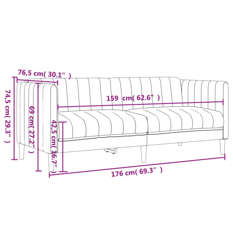 Canapea, 2 locuri, gri închis, material textil