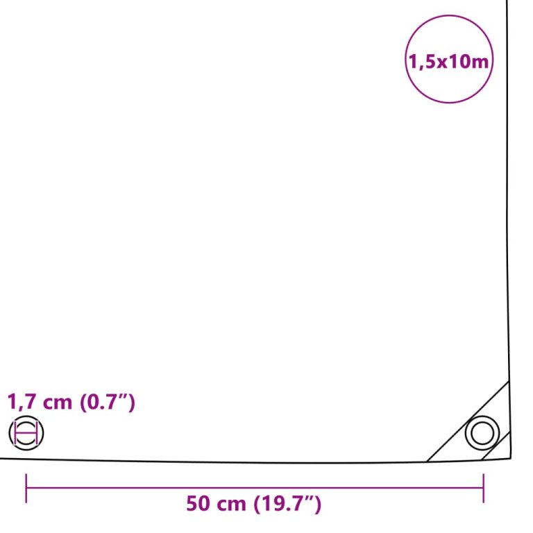 Prelată, gri, 1,5 x 10 m, 650 g / m²