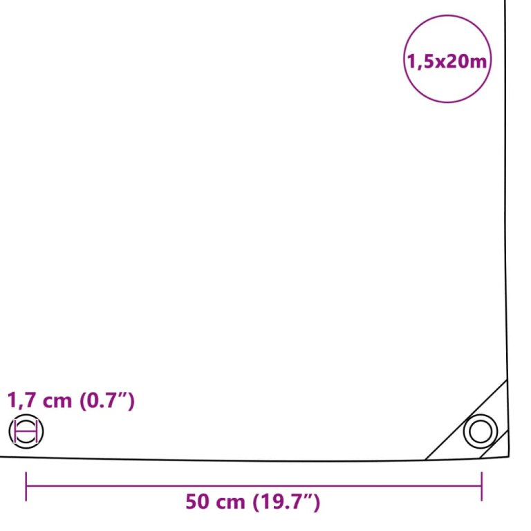 Prelată, alb, 1,5 x 20 m, 650 g/m²