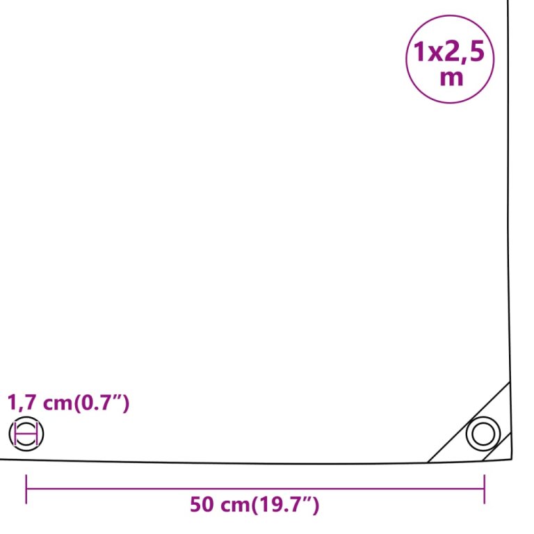 Prelată, antracit, 1x2,5 m, 650 g/m²