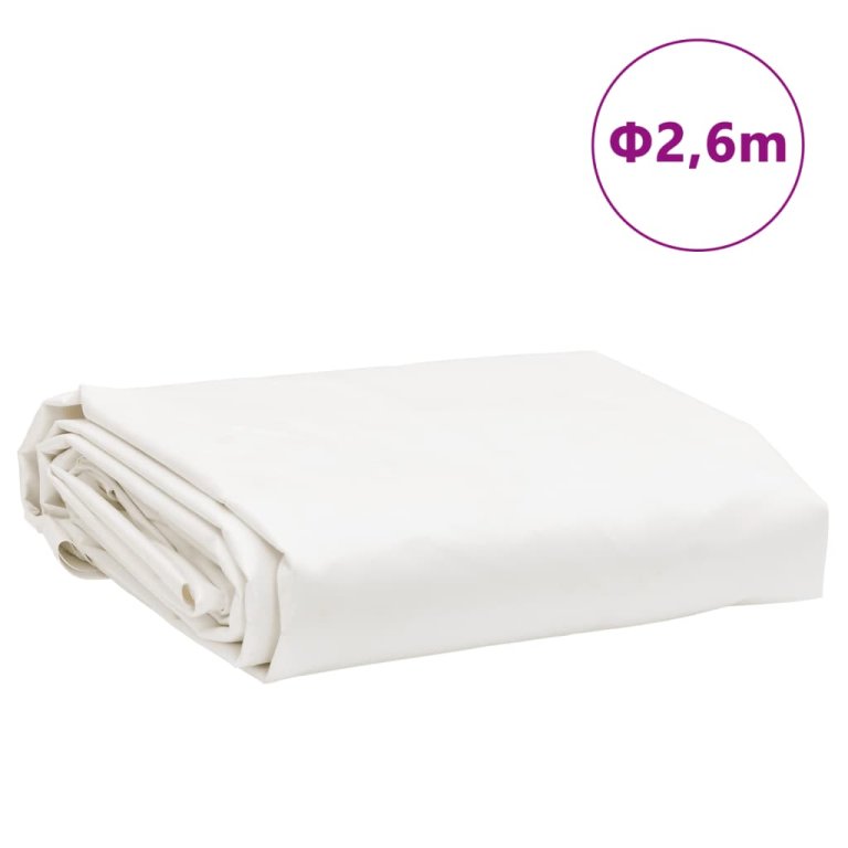 Prelată, alb, Ø 2,6 m, 650 g/m²