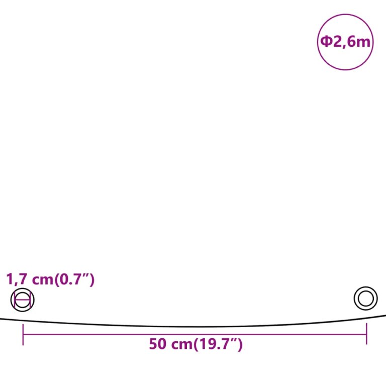 Prelată, alb, Ø 2,6 m, 650 g/m²