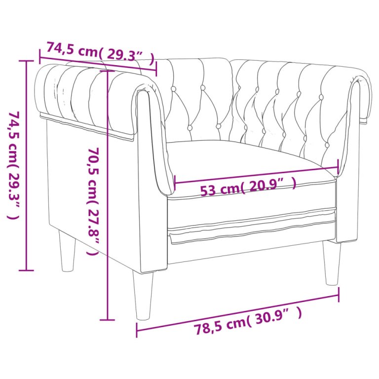 Fotoliu Chesterfield maro închis, material textil