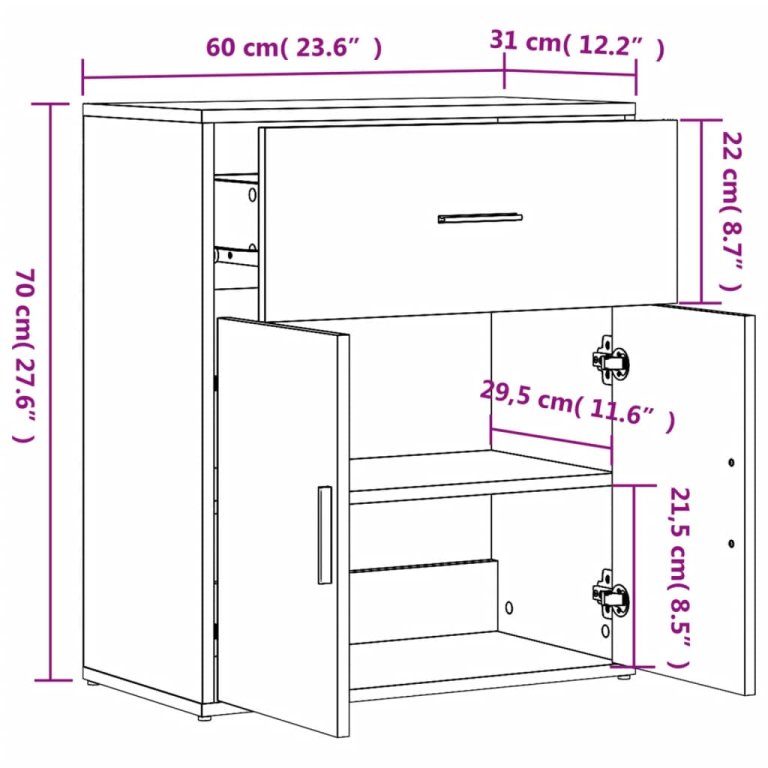 Dulap, negru, 60x31x70 cm, lemn prelucrat