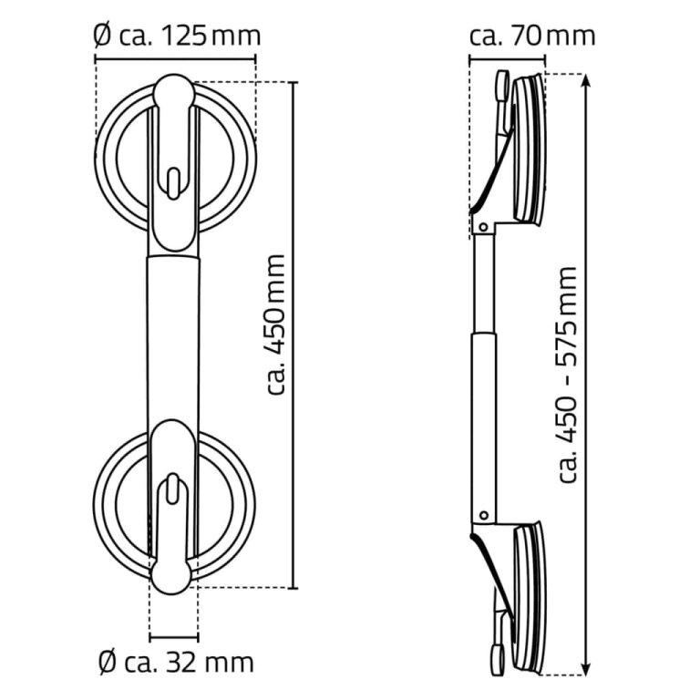 RIDDER Bară telescopică de sprijin cu ventuze, 12,5 cm 100 kg A0150301