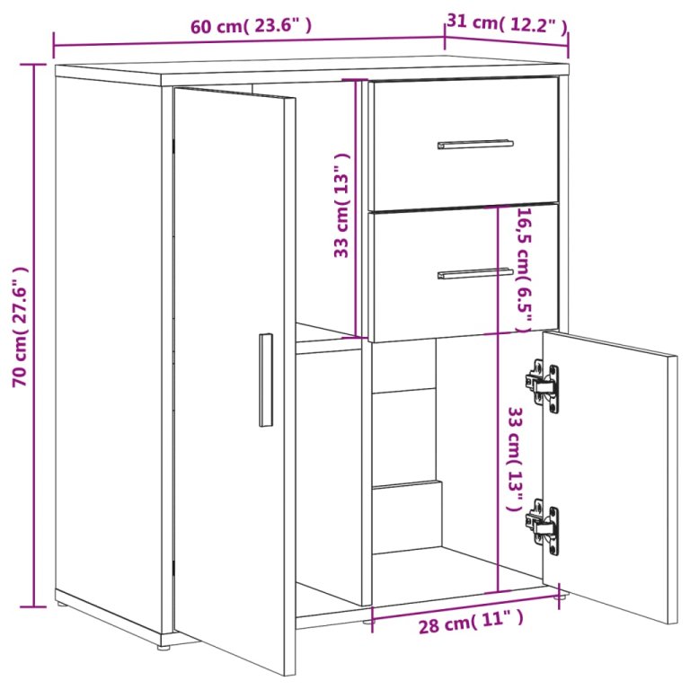 Dulap, alb, 60x31x70 cm, lemn prelucrat