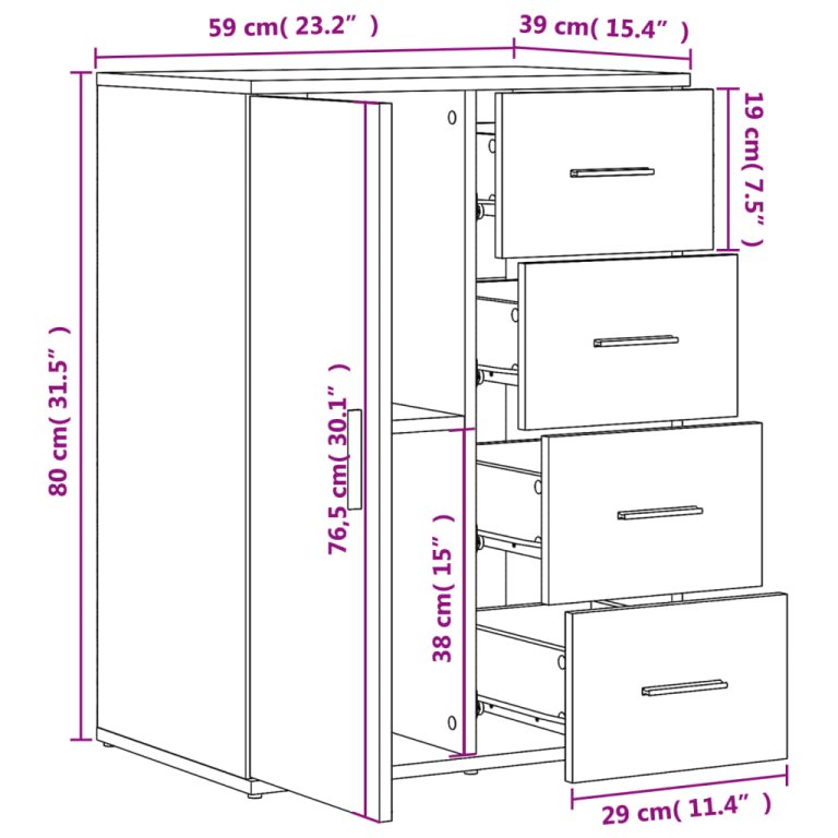 Dulap, alb, 59x39x80 cm, lemn prelucrat