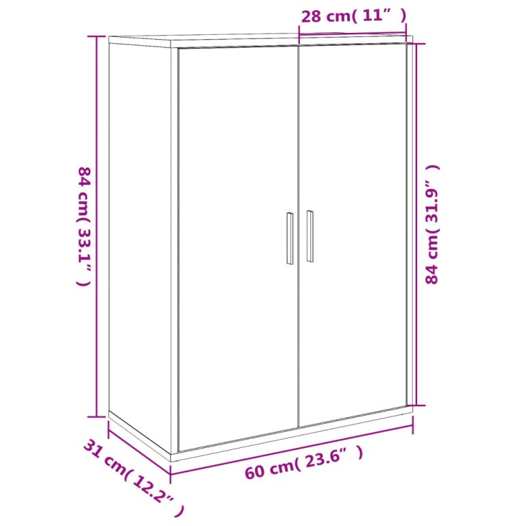 Dulap, negru, 60x31x84 cm, lemn prelucrat