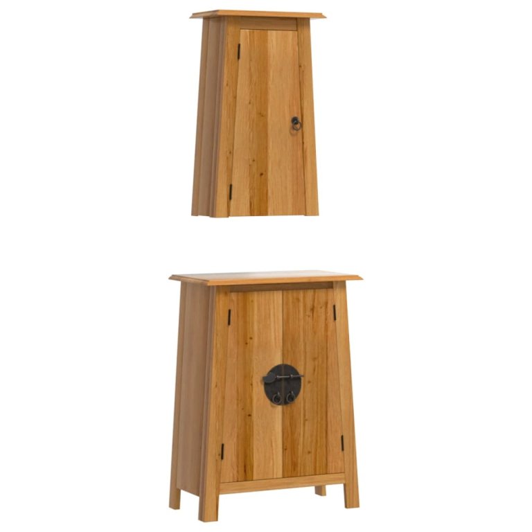 Set mobilier de baie, 2 piese, lemn masiv de pin