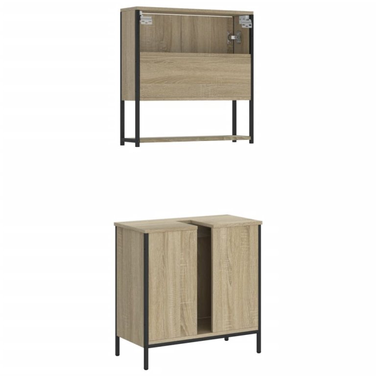 Set mobilier de baie, 2 piese, stejar sonoma, lemn prelucrat