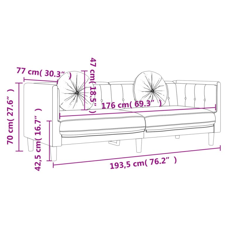 Set de canapele cu perne, 3 piese, negru, catifea