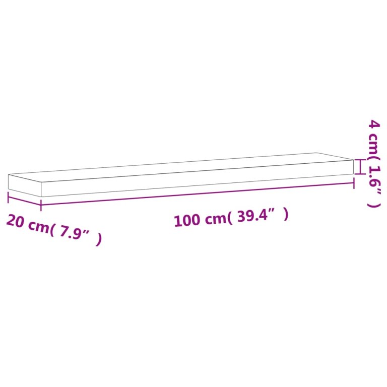 Raft de perete, 100x20x4 cm, lemn masiv de fag