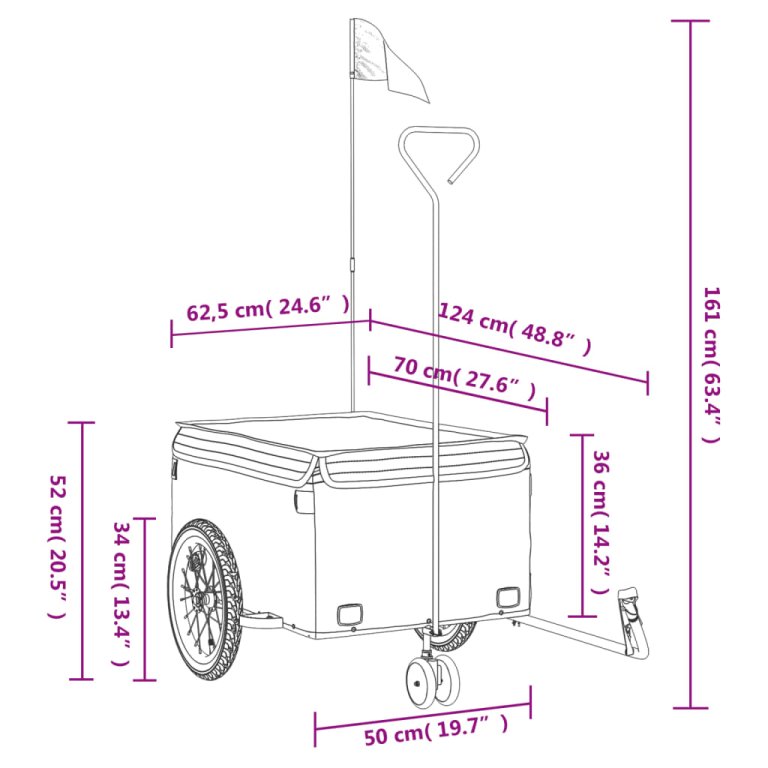 Remorcă pentru biciclete, negru, 45 kg, fier