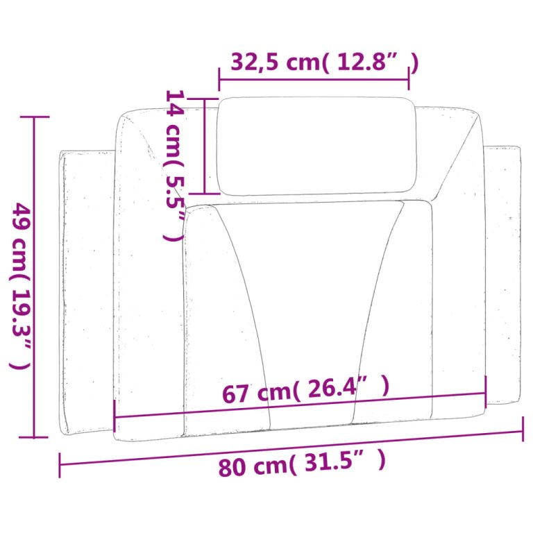 Pernă pentru tăblie pat, alb, 80 cm, piele artificială