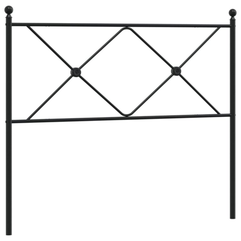 Tăblie de pat metalică, negru, 100 cm