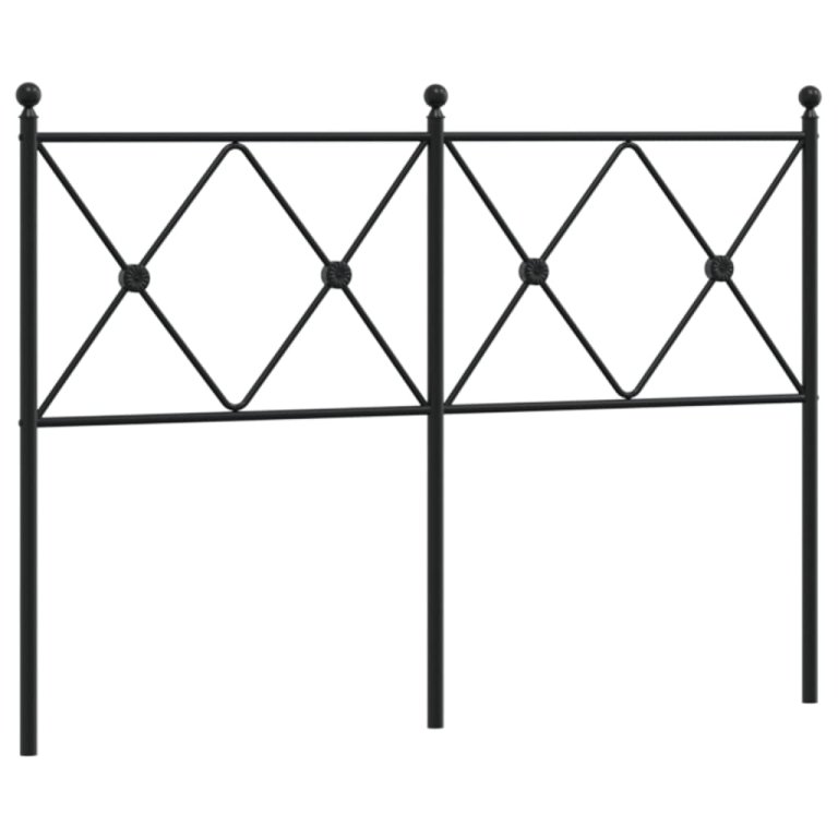 Tăblie de pat metalică, negru, 120 cm