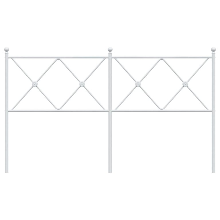 Tăblie de pat metalică, alb, 160 cm