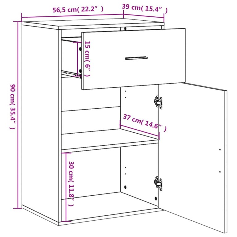 Dulap de depozitare, alb, 56,5x39x90 cm, lemn prelucrat