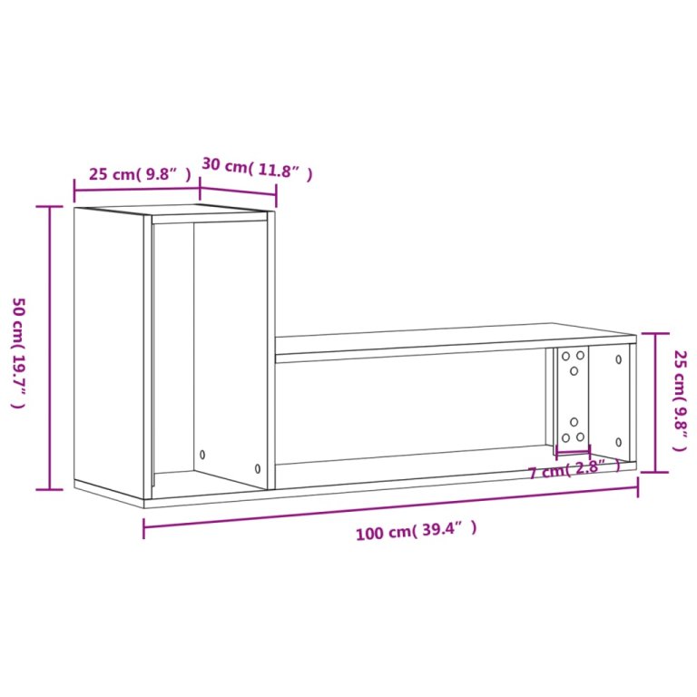 Dulap TV, 2 buc., negru, 100x30x50 cm, lemn prelucrat