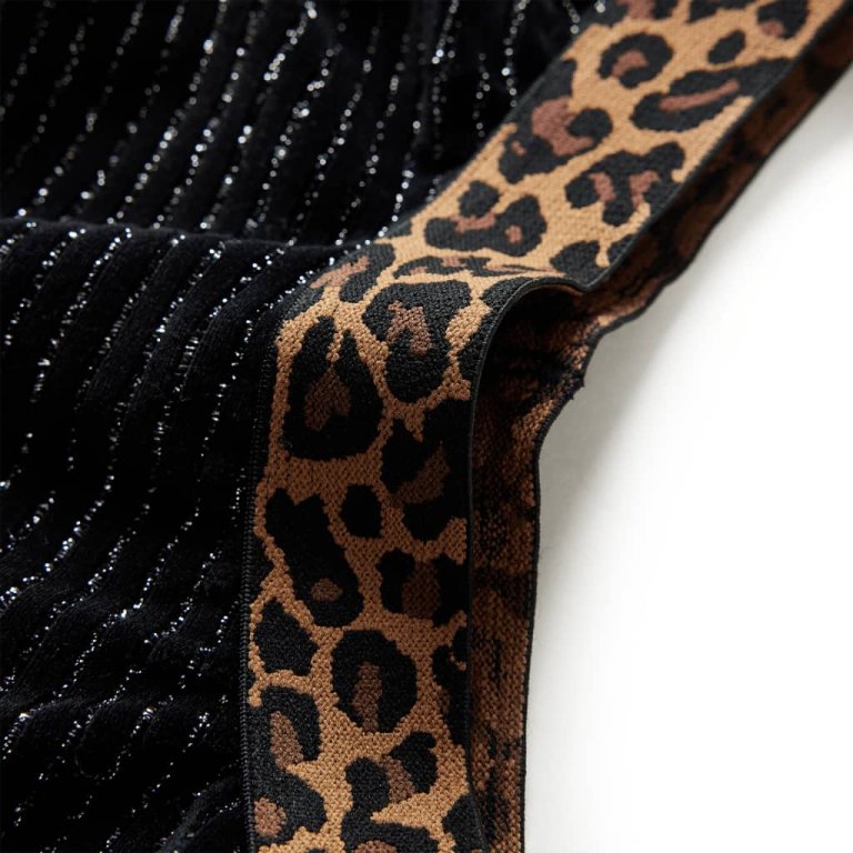 Fusta de copii cu talie tip leopard, negru, 128