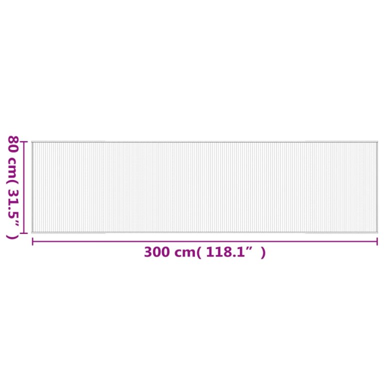 Covor dreptunghiular, negru, 80x300 cm, bambus