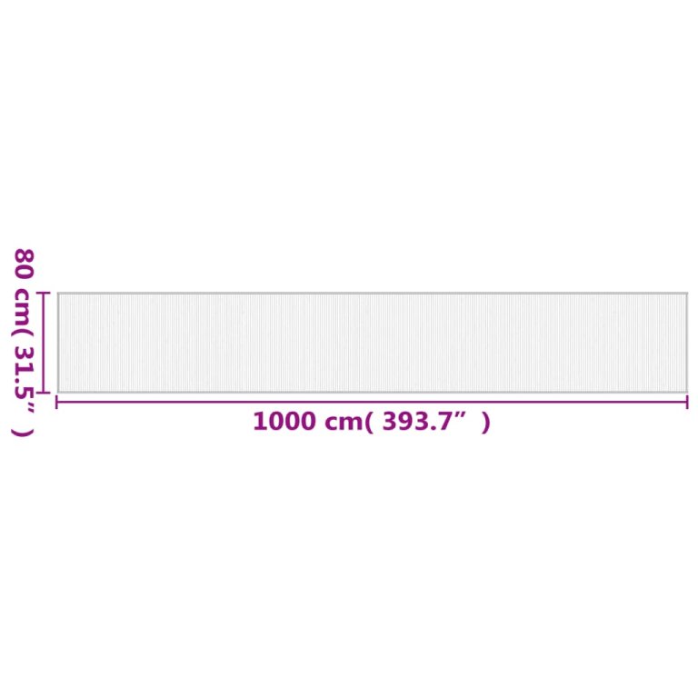 Covor dreptunghiular, natural deschis, 80x1000 cm, bambus