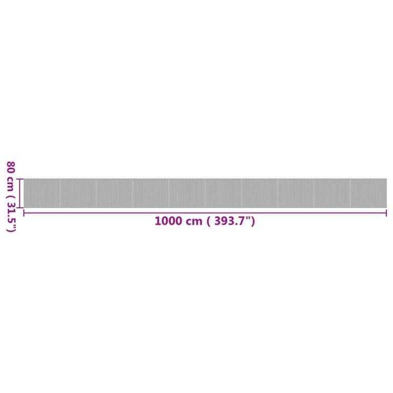 Covor dreptunghiular, natural, 80x1000 cm, bambus