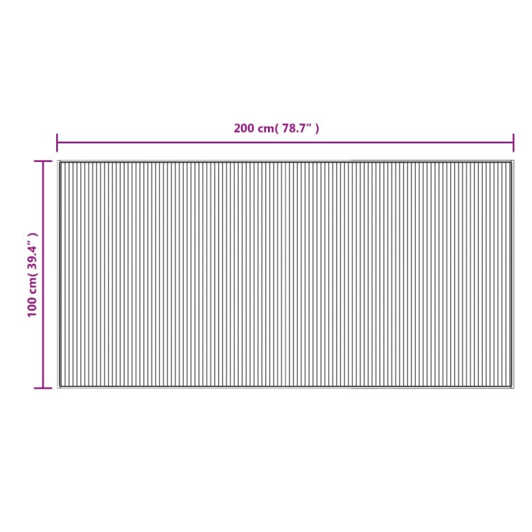 Covor dreptunghiular, gri, 100x200 cm, bambus