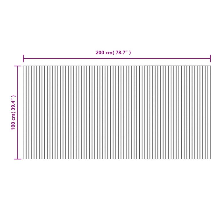 Covor dreptunghiular, gri, 100x200 cm, bambus