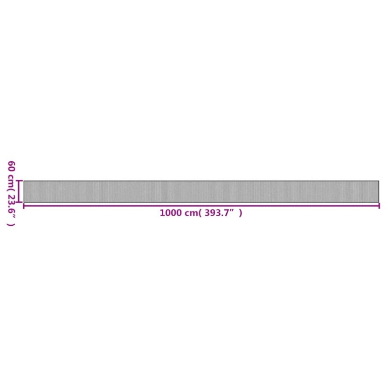 Covor dreptunghiular, gri, 60x1000 cm, bambus