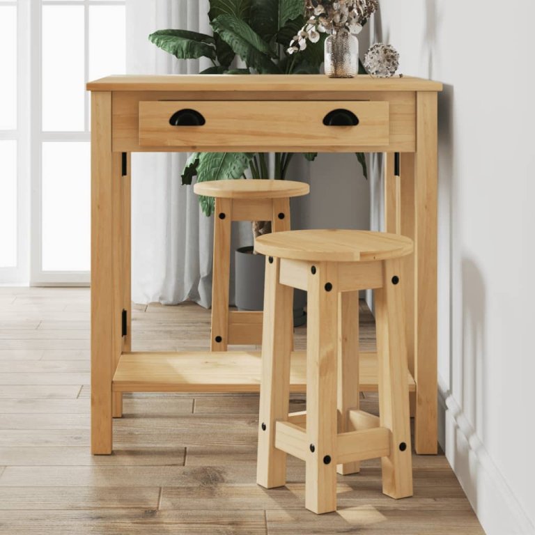 Set mobilier de bar, 3 piese, lemn masiv de pin