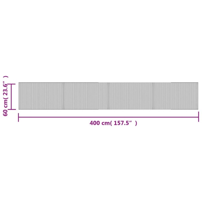 Covor dreptunghiular, gri, 60x400 cm, bambus