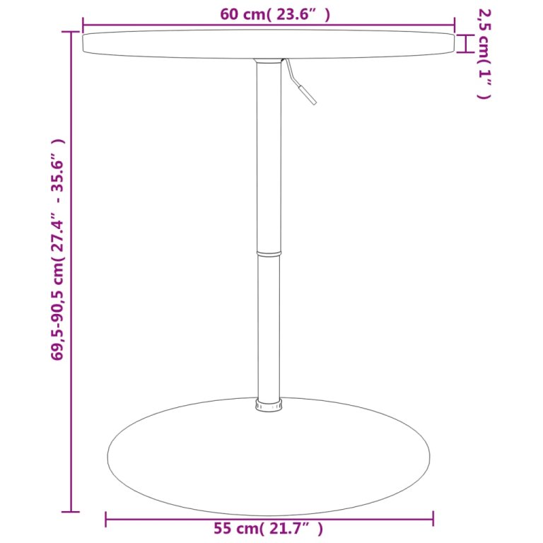 Masă de bar, Ø60x90,5 cm, lemn masiv de fag