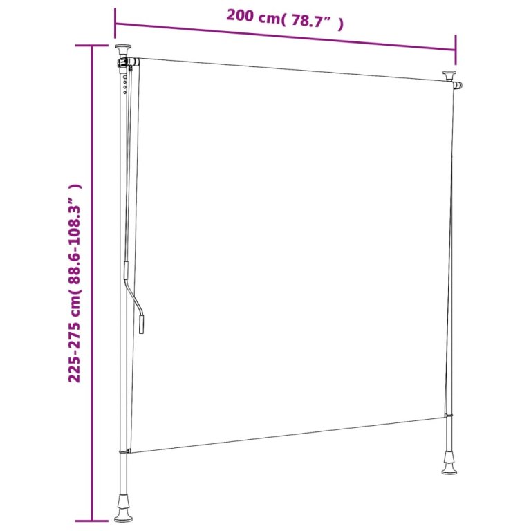 Jaluzea rulou de exterior galben/alb 200x270 cm țesătură/oțel