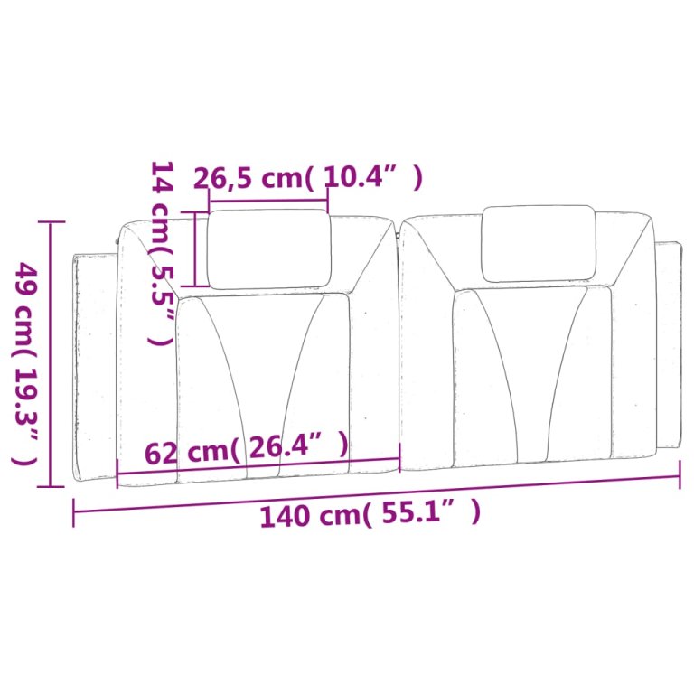 Pernă pentru tăblie pat, alb și negru, 140cm, piele artificială